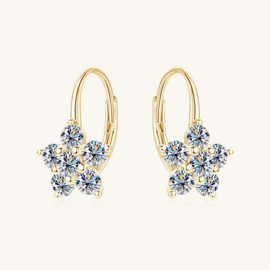 1.2 Carat 925 Sterling Silver Moissanite Flower Huggie Earrings