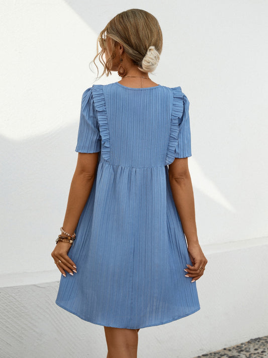 Minivestido de manga corta con cuello anudado