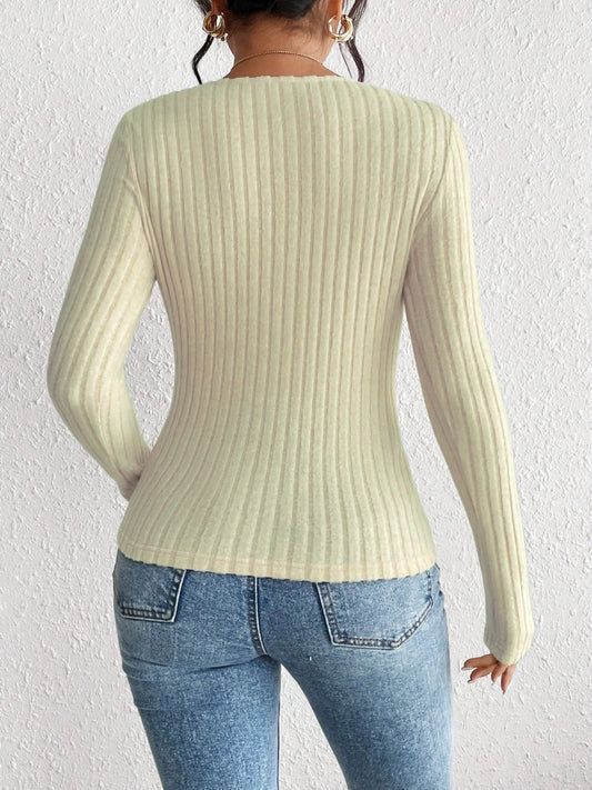 Ribbed Long Sleeve T-Shirt