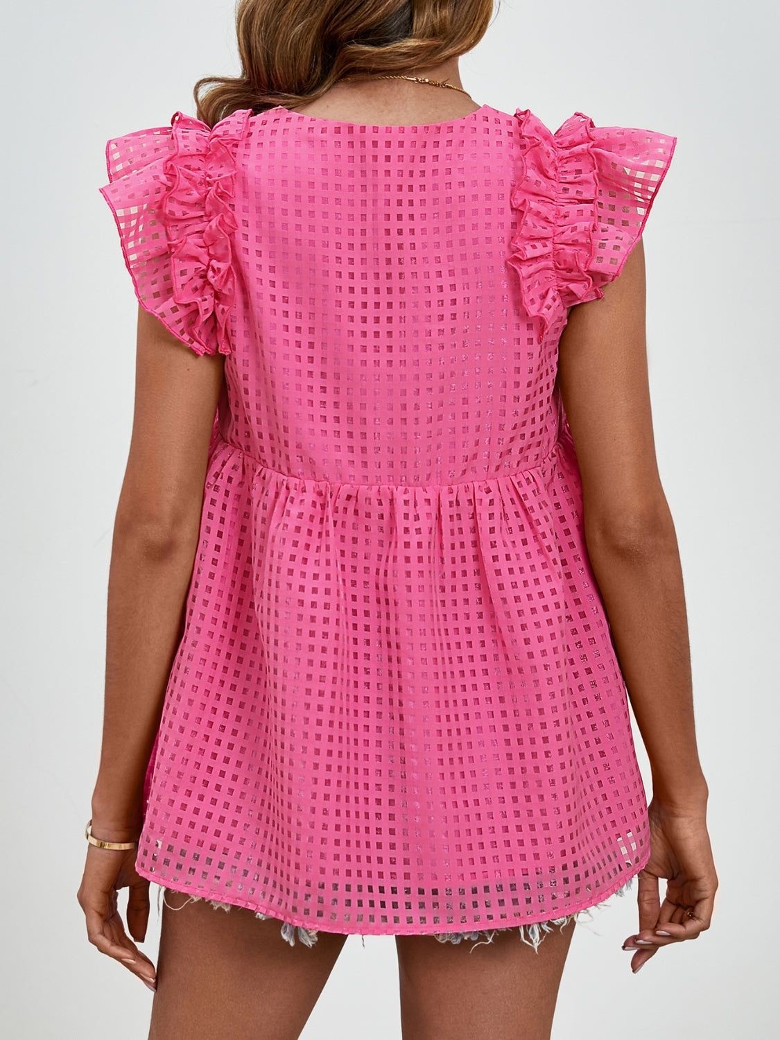 Blusa fruncida con cuello en V y manga japonesa