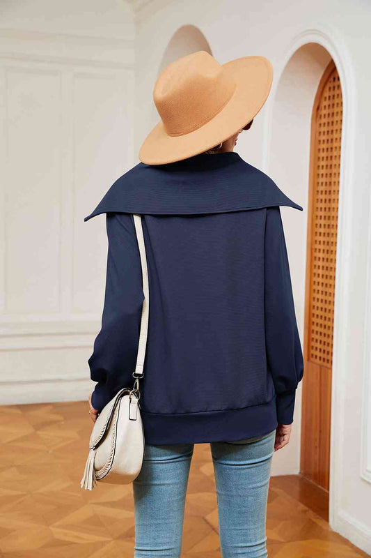 Half-Zip Collared Sweatshirt