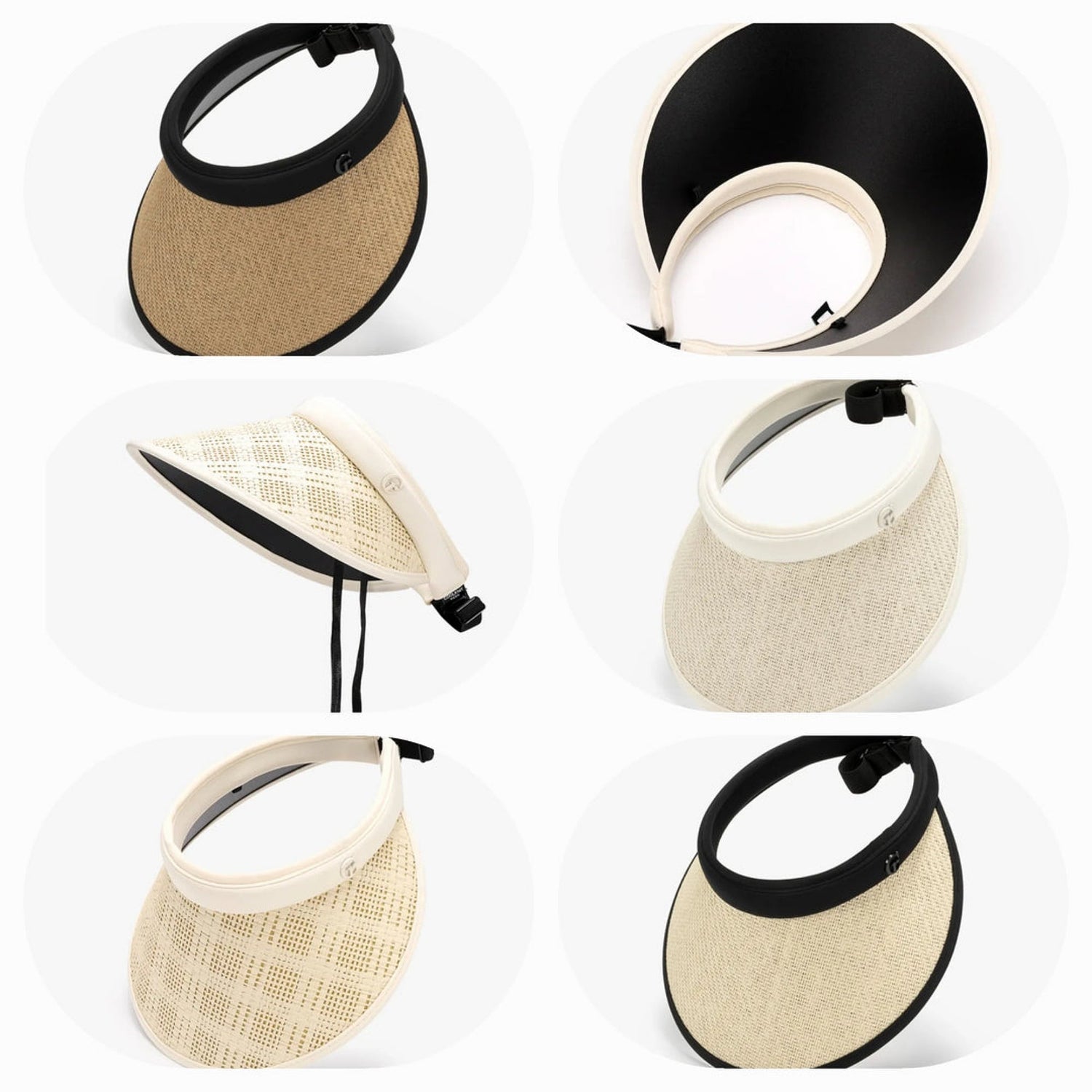 A variety of stylish visors and visor hats in different colors and styles, including black, blue, clear, and sparkly designs, offering a range of options for sports, outdoor activities, and themed events.