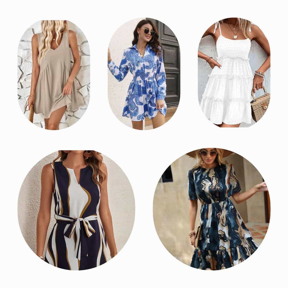 This image showcases a selection of elegant and casual maxi dresses, perfect for any occasion. From floral prints to floor-length evening gowns, these dresses cater to all tastes, including plus-size options