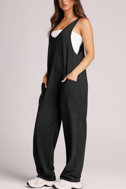 Wide Strap Jumpsuit with Pockets