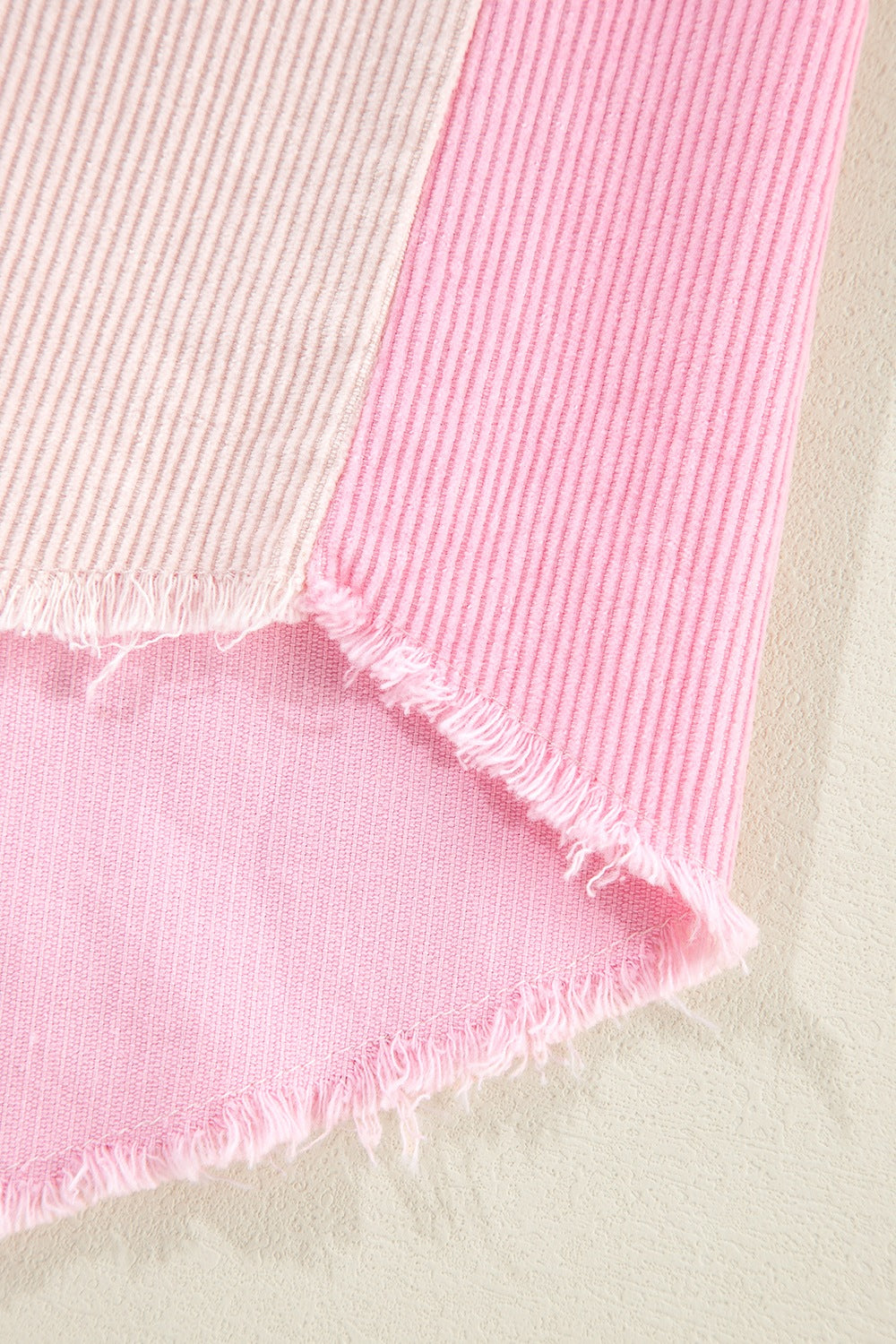 Two-tone Color Exposed Seam Corduroy Shacket