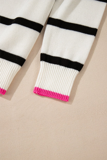 Striped Round Neck Drop Shoulder Sweater