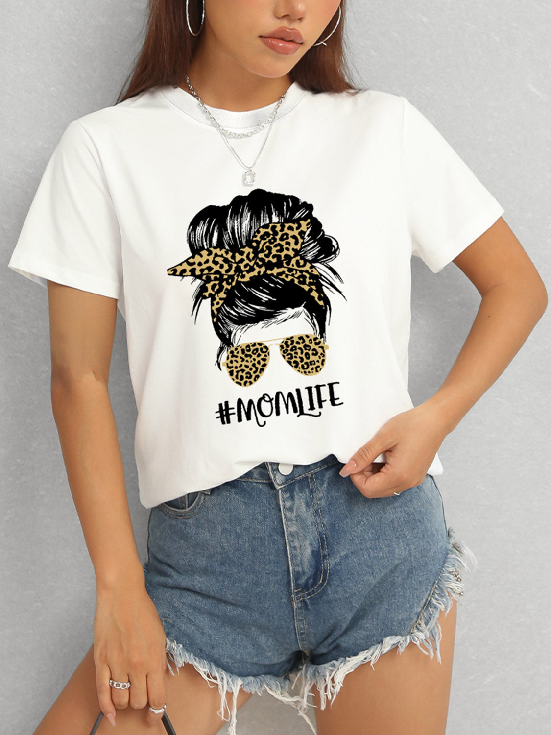 MOMLIFE Round Neck Short Sleeve T-Shirt