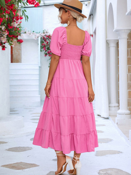 Tiered Smocked Short Sleeve Dress