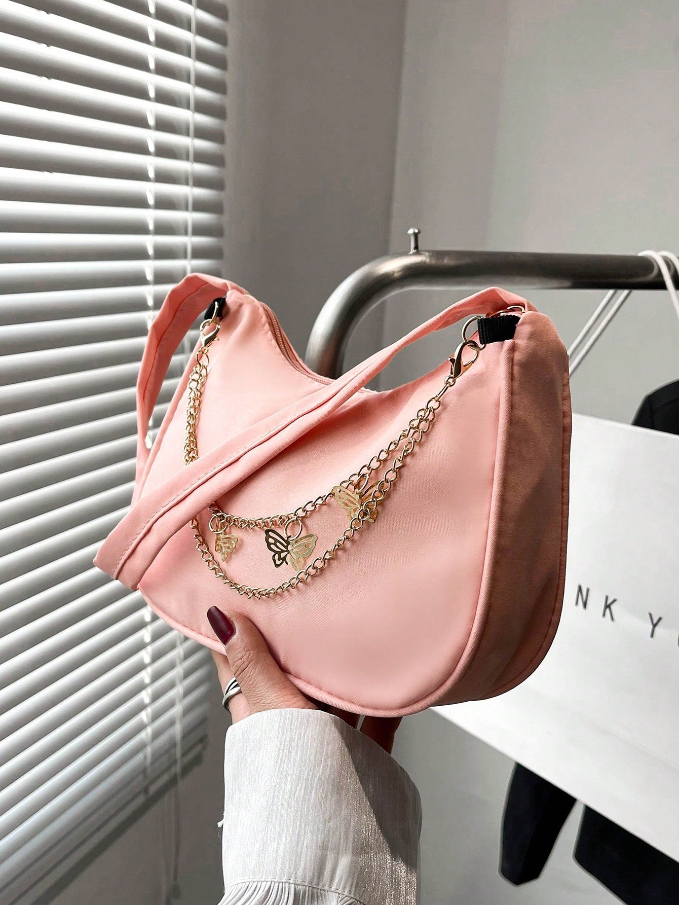 Butterfly Charm Polyester Shoulder Bag