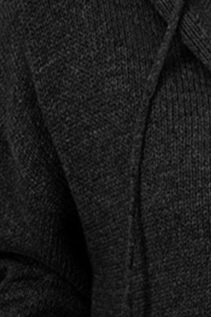 Drawstring Button Up Hooded Cardigan