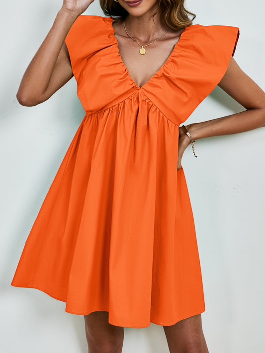 Minivestido con cuello en V y manga japonesa