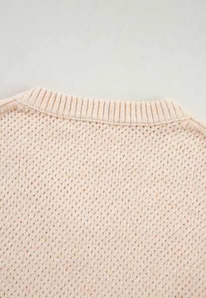 V-Neck Dropped Shoulder Long Sleeve Sweater