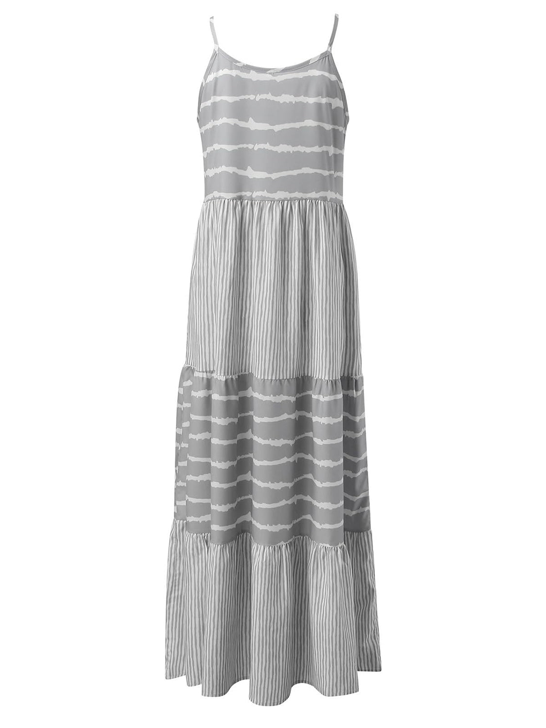 Vestido camisola sin mangas a rayas escalonadas