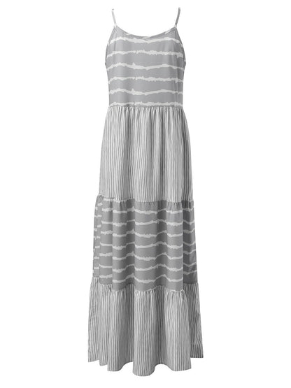 Vestido camisola sin mangas a rayas escalonadas