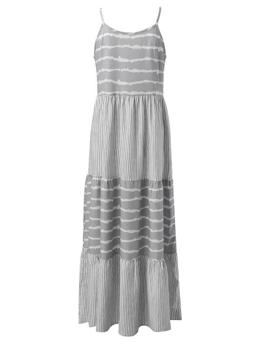 Vestido camisola sin mangas a rayas escalonadas