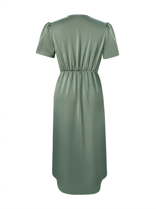 Vestido midi de manga corta con sobrepelliz