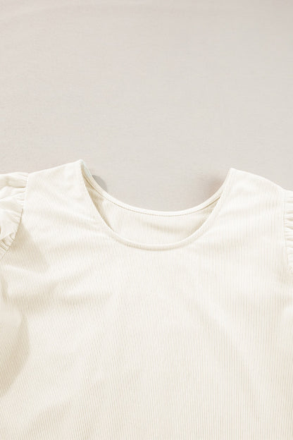 Ruffled Round Neck Flounce Sleeve Top
