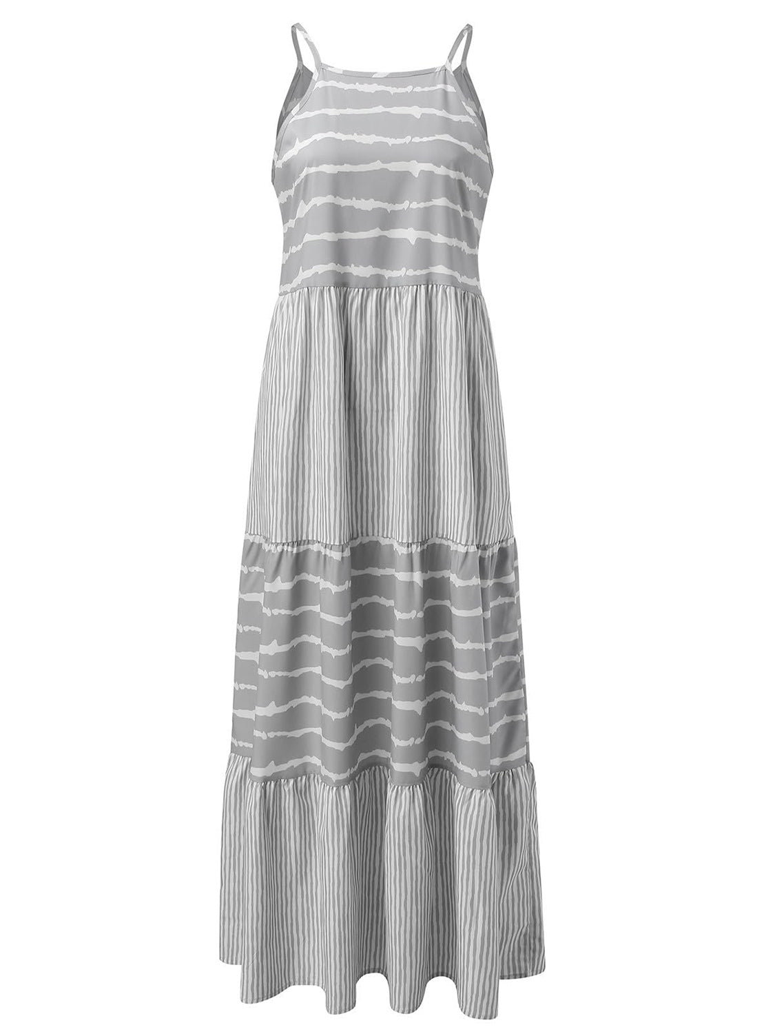 Vestido camisola sin mangas a rayas escalonadas