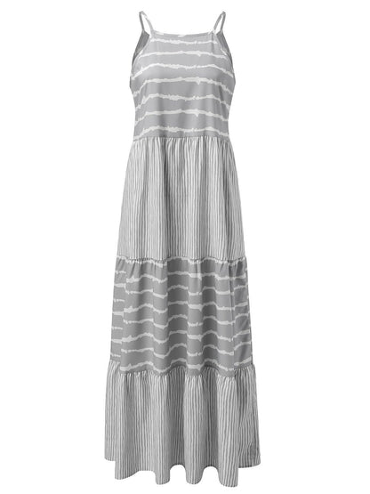 Vestido camisola sin mangas a rayas escalonadas