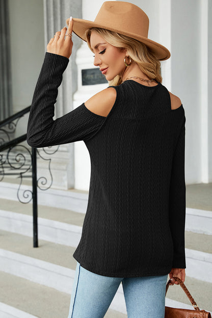 Round Neck Cold Shoulder T-Shirt