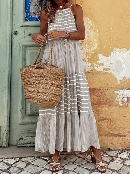 Vestido camisola sin mangas a rayas escalonadas
