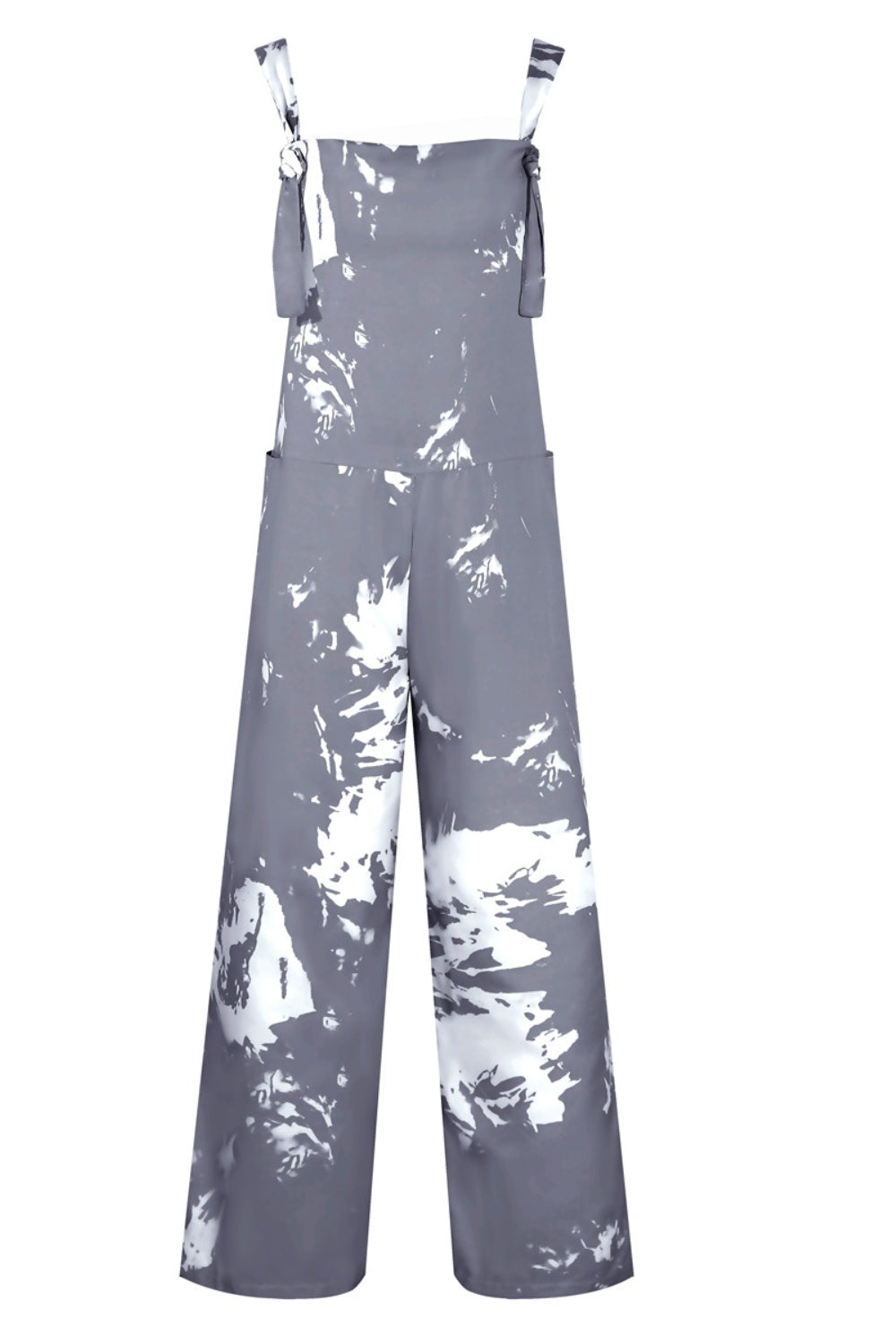 Pocketed Tie-Dye Wide Strap Overalls