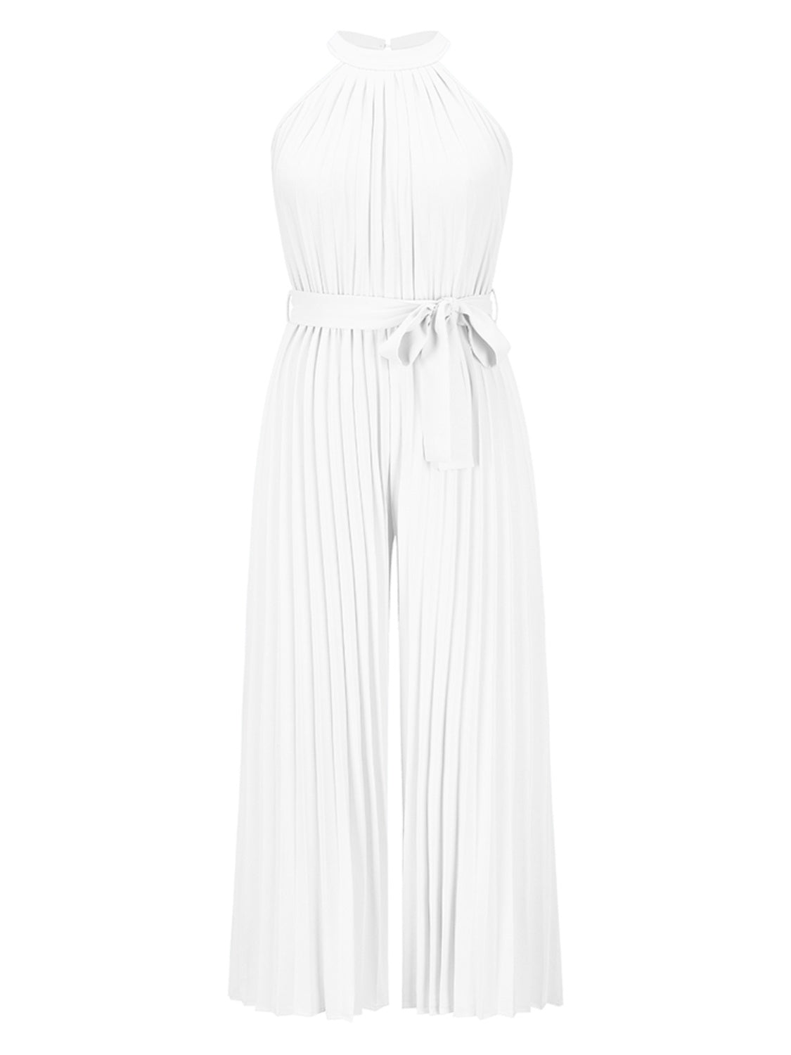 Cutout Tied Pleated Sleeveless Jumpsuit