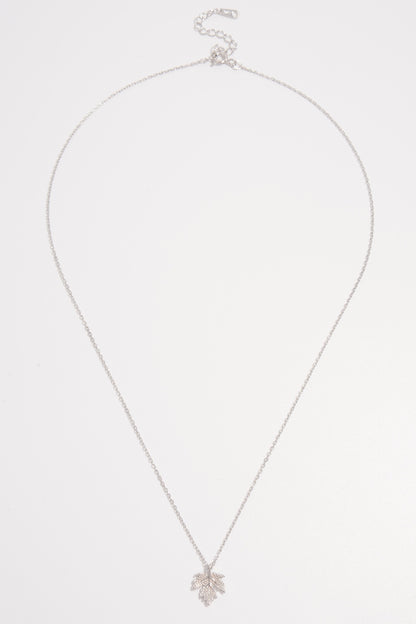 925 Sterling Silver Zircon Maple Leaf Necklace