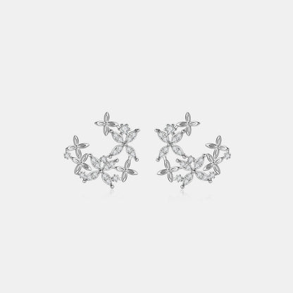 925 Sterling Silver Moissanite Lucky Clover Earrings
