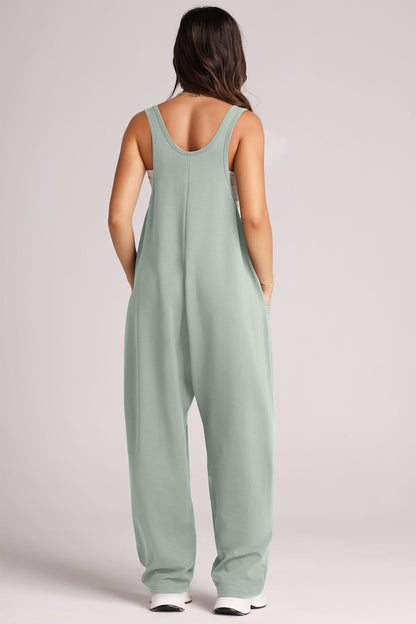 Wide Strap Jumpsuit with Pockets