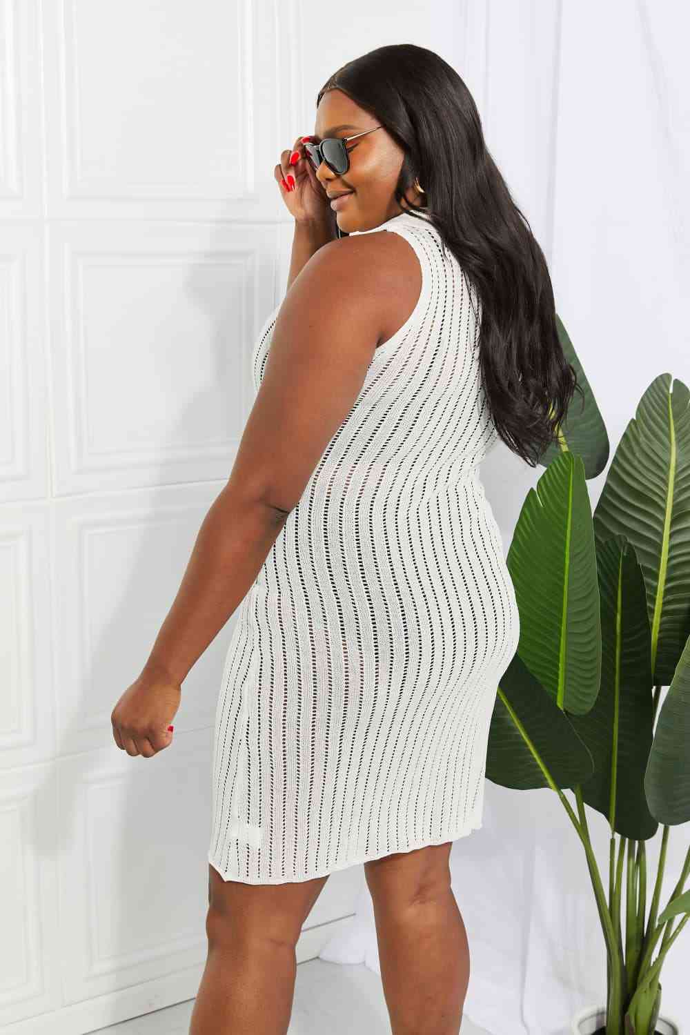 Openwork Johnny Collar Cover Up Dress