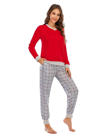 Long Sleeve Top and Polka Dot Pants Set